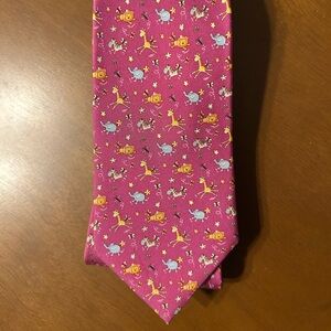 Ferragamo Pink Tie with Fun Animal Print